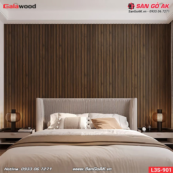 Ốp vách đầu giường phòng ngủ sang trọng với lam sóng Galawood L3S-901