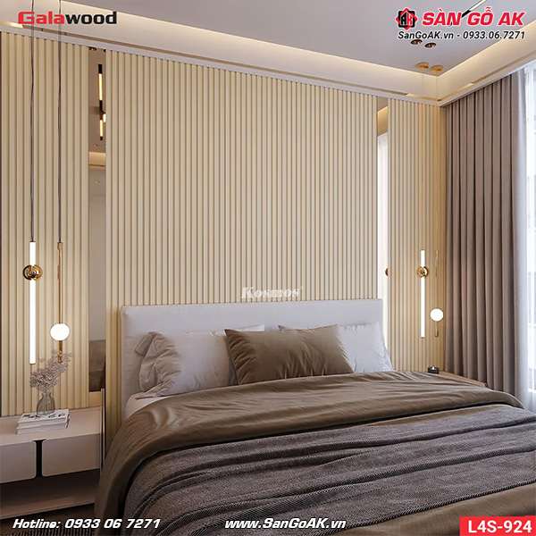 Ốp vách đầu giường phòng ngủ sang trọng với lam sóng Galawood L4S-924