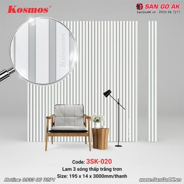 Lam 3 sóng thấp Kosmos 3SK-020 trắng trơn
