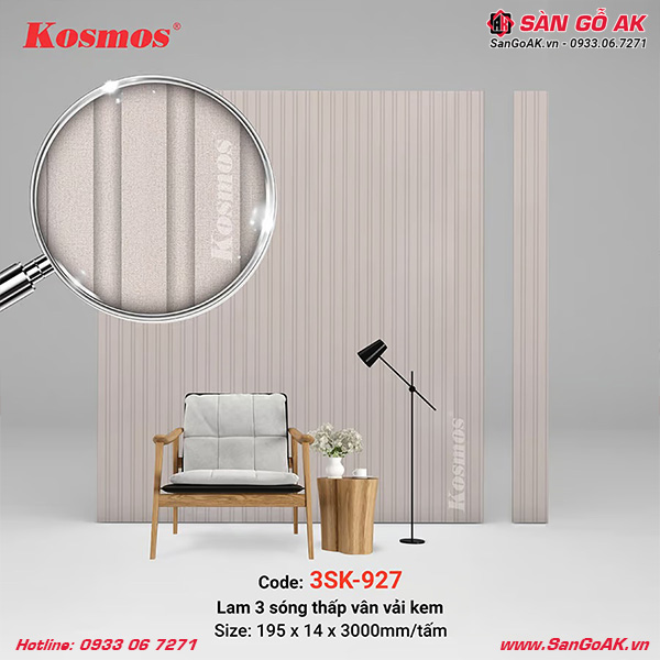  Lam sóng Kosmos 3SK-926 có thiết kế 3 sóng vân vải kem