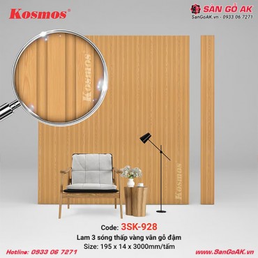 Lam 3 sóng thấp Kosmos 3SK-928 vân gỗ vàng đậm