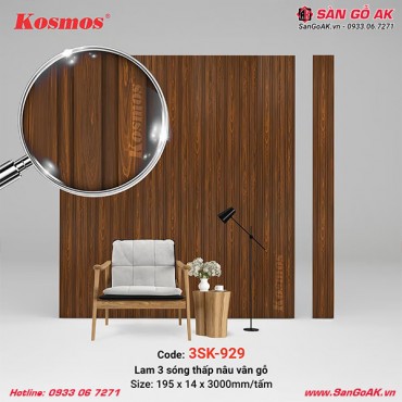 Lam 3 sóng thấp Kosmos 3SK-929 vân gỗ nâu