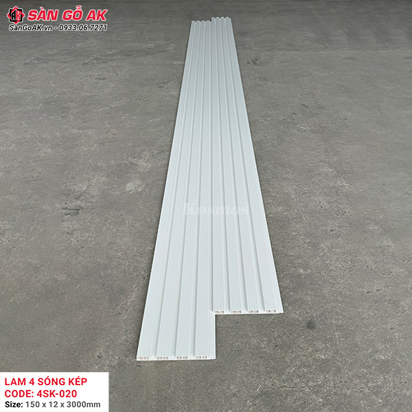 Lam sóng 4SK-020 màu trắng là vật liệu trang trí nội thất hiện đại
