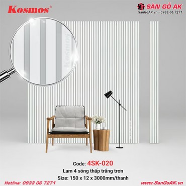 Tấm ốp lam 4 sóng thấp Kosmos 4SK-020 màu trắng trơn