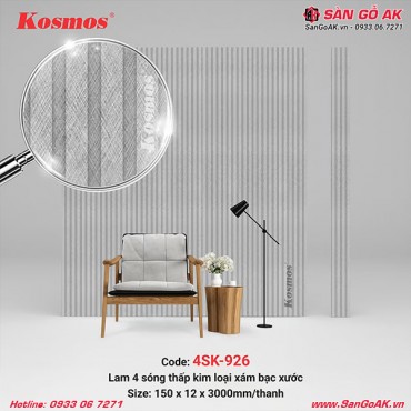 Tấm ốp lam 4 sóng thấp Kosmos 4SK-926 vân kim loại xám bạc xước