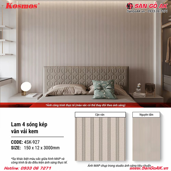 Lam sóng 4SK-927 vân vải kem là vật liệu trang trí nội thất hiện đại