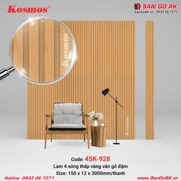 Tấm ốp lam 4 sóng thấp Kosmos 4SK-928 vân gỗ vàng đậm