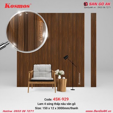 Tấm ốp lam 4 sóng thấp Kosmos 4SK-929 vân gỗ nâu