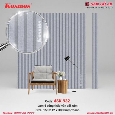 Tấm ốp lam 4 sóng thấp Kosmos 4SK-932 vân vải xám
