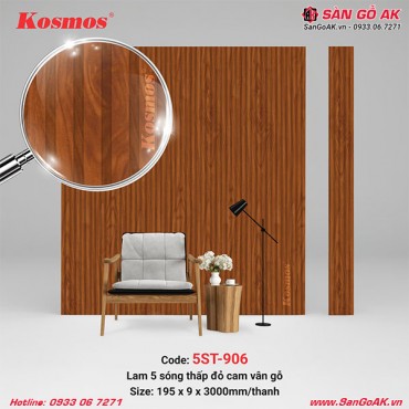 Tấm ốp lam 5 sóng thấp Kosmos 5ST-906 vân gỗ đỏ cam