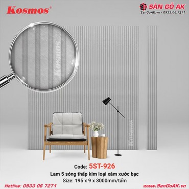 Tấm ốp lam 5 sóng thấp Kosmos 5ST-926 vân kim loại xước xám bạc