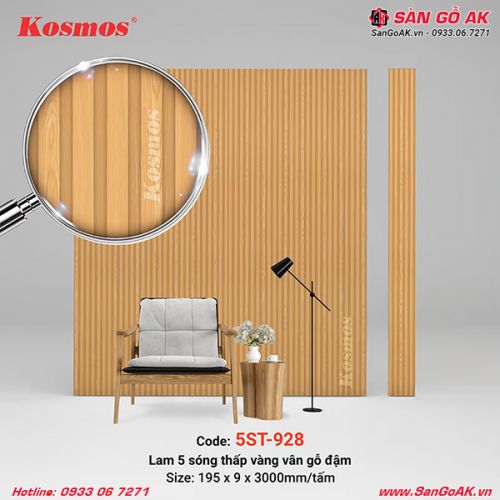 Tấm ốp lam 5 sóng thấp Kosmos 5ST-928 vân gỗ vàng đậm