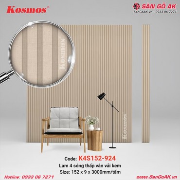 Tấm ốp lam 4 sóng thấp Kosmos K4S152-924 vân vải kem
