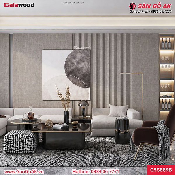 Lam sóng Galawood vân vải xám G5S889B ốp vách sofa