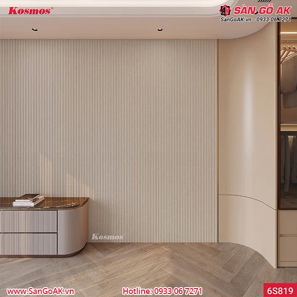 Ốp tường với lam sóng than tre vân vải vàng kem 6S819