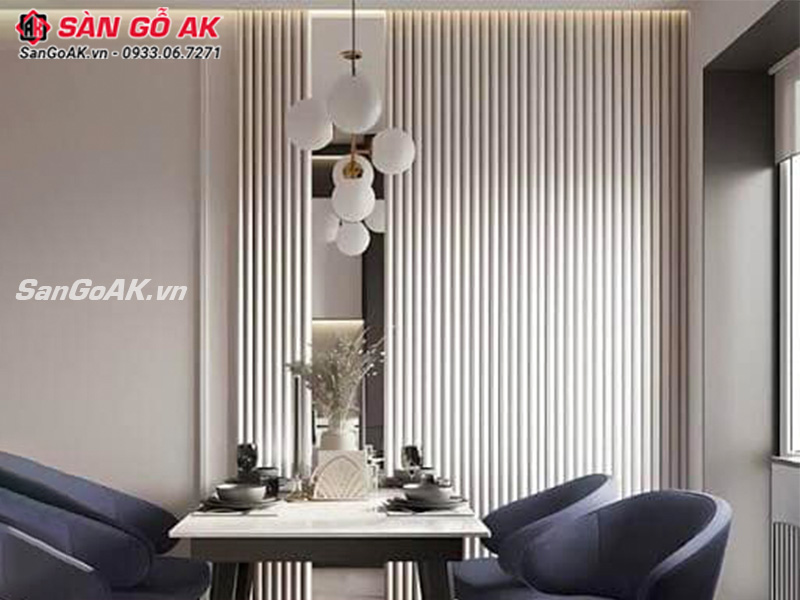 Lam sóng tròn ốp tường phòng khách sang trọng, ấn tượng nổi bật