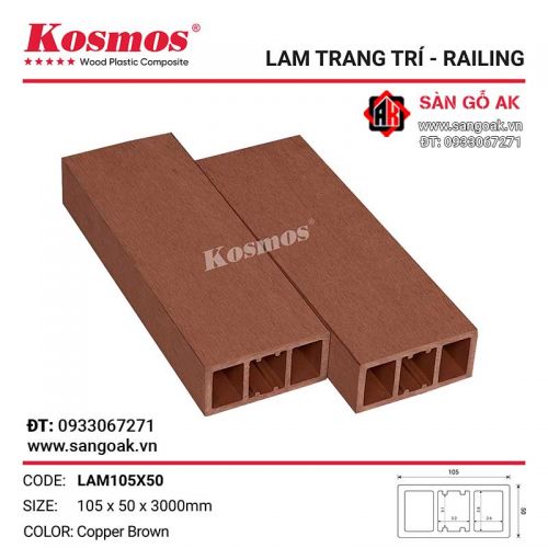 Thanh lam gỗ nhựa ngoài trời Kosmos - LAM105X50 Copper Brown