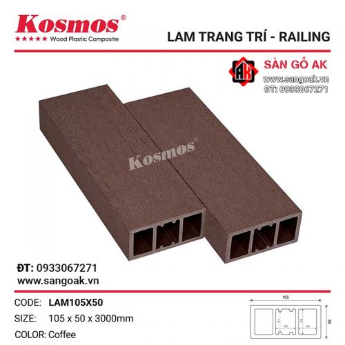 Thanh lam gỗ nhựa ngoài trời Kosmos - LAM105X50 Coffee