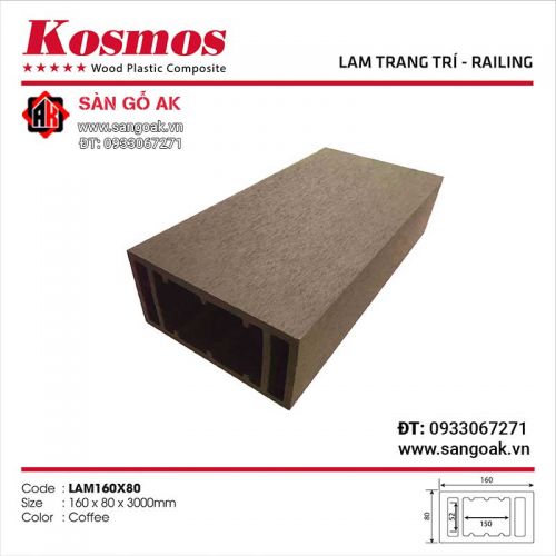 Thanh lam gỗ nhựa ngoài trời Kosmos - LAM160X80 Coffee