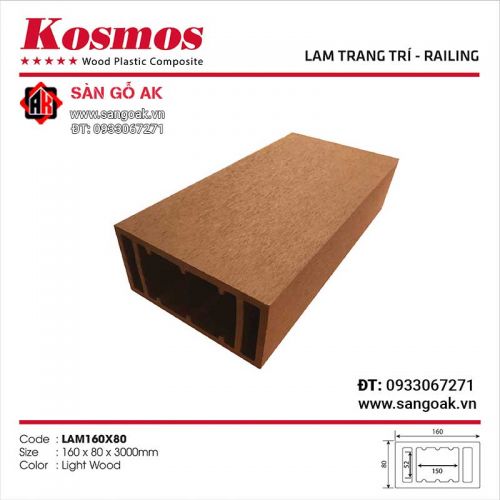 Thanh lam gỗ nhựa ngoài trời Kosmos - LAM160X80 Light Wood