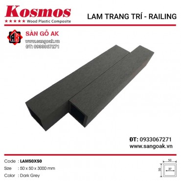 Thanh lam gỗ nhựa ngoài trời Kosmos - LAM50X50 Dark Grey