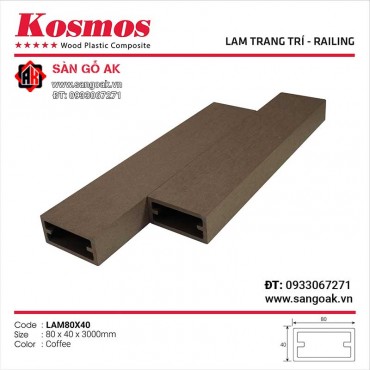 Thanh lam gỗ nhựa ngoài trời Kosmos - LAM80X40 Coffee