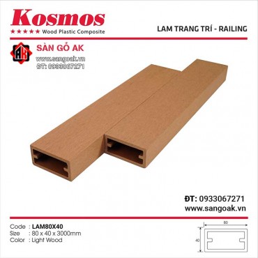 Thanh lam gỗ nhựa ngoài trời Kosmos - LAM80X40 Light Wood