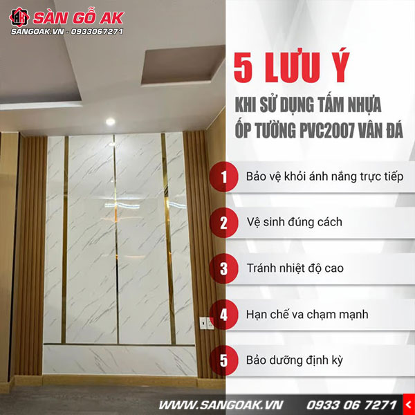 5 lưu ý quan trọng khi sử dụng tấm nhựa ốp tường PVC2007 vân đá