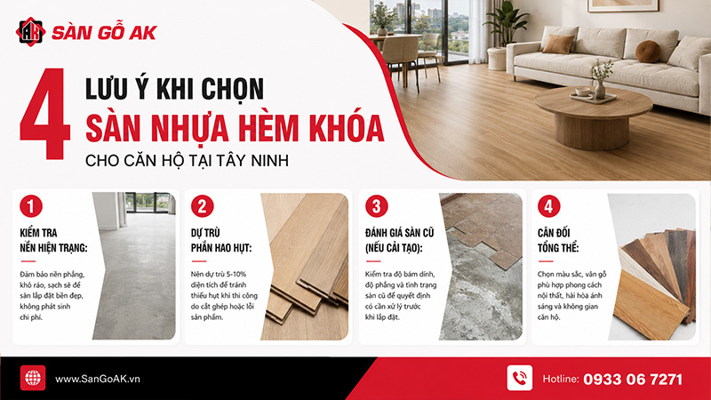 Lưu ý khi chọn sàn nhựa hèm khóa cho căn hộ tại Tây Ninh