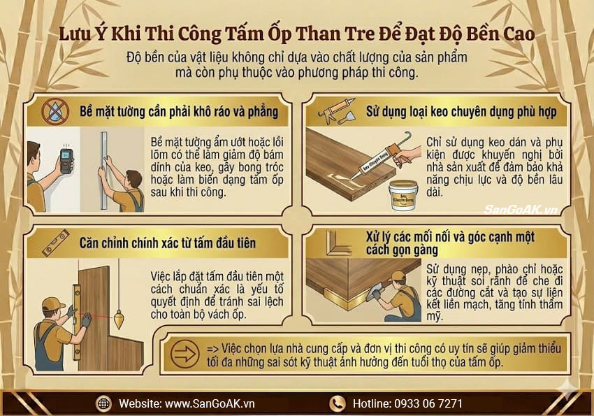 Lưu Ý Khi Thi Công Tấm Ốp Than Tre Để Đạt Độ Bền Cao