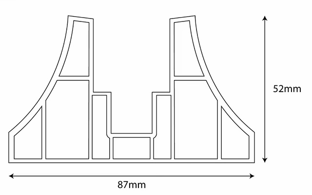 Mặt cắt chân vách ngăn Galawood 87 x 52mm