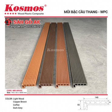 Mũi bậc cầu thang gỗ nhựa Kosmos MB140V55