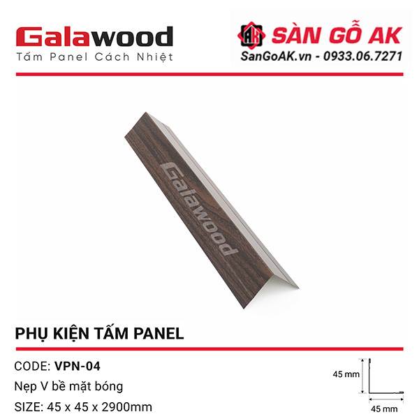 Phụ kiện nẹp góc ngoài VPN-04 màu nâu walnut bề mặt bóng