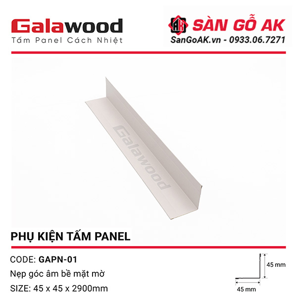Phụ kiện nẹp góc trong GAPN-01 màu trắng bề mặt mờ