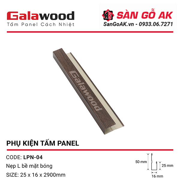 Phụ kiện tấm Panel thanh nẹp chữ L LPN-04 màu nâu walnut bề mặt bóng