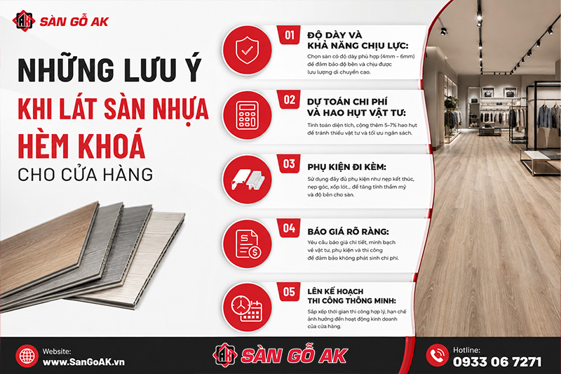 Lưu ý khi lát sàn nhựa hèm khóa cho cửa hàng