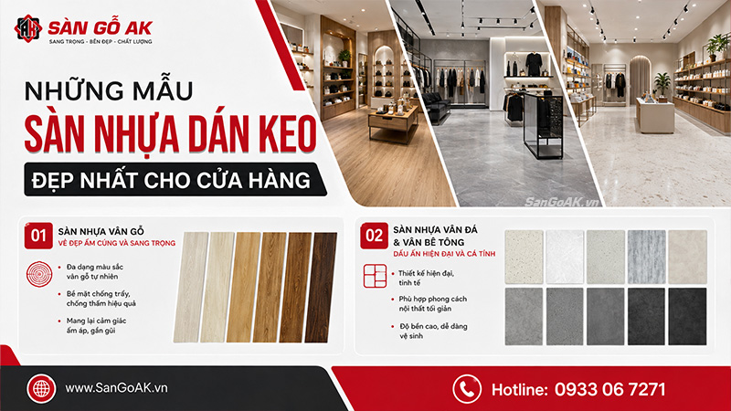 Những mẫu sàn nhựa dán keo trang trí cho cửa hàng đẹp nhất