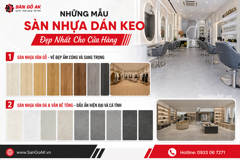 Những mẫu sàn nhựa dán keo đẹp nhất cho cửa hàng