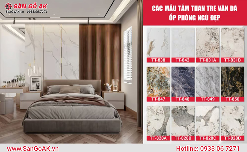 Bộ sưu tập tấm ốp than tre Kosmos vân đá