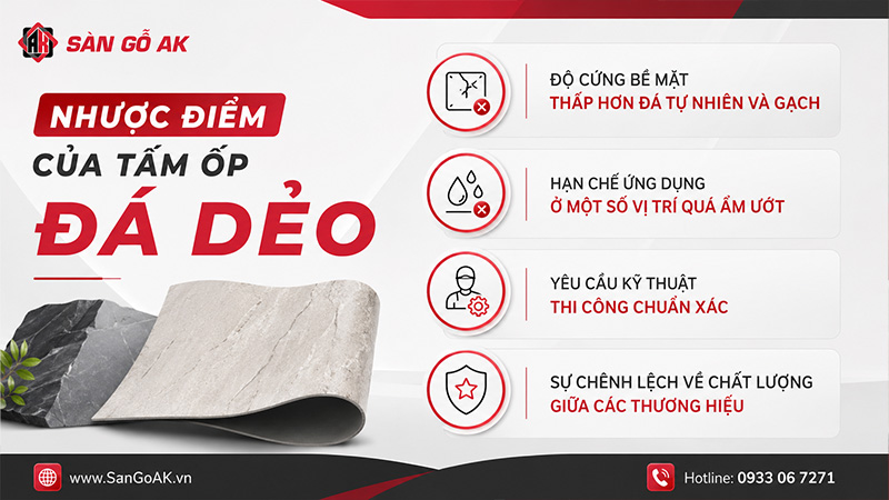 Nhược điểm của tấm ốp đá dẻo