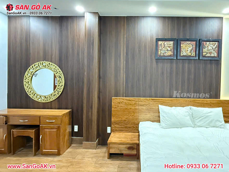 Trang trí phòng ngủ sang trọng bằng lam sóng vân gỗ nâu 6S825