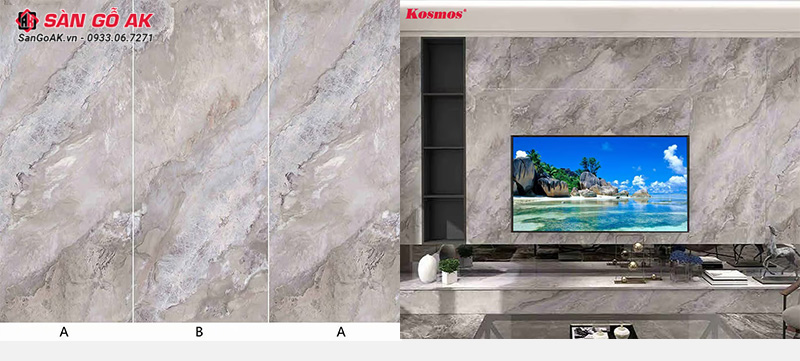 Ốp vách tivi bằng tấm than tre vân đá Pandora ABA