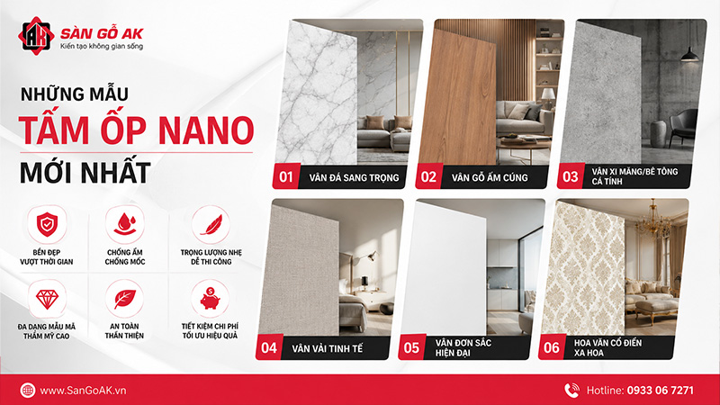  Những mẫu tấm ốp Nano phân loại theo bề mặt vân