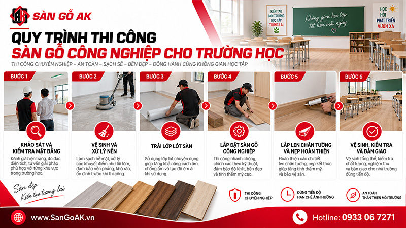 Quy Trình Thi Công Sàn Gỗ Công Nghiệp Cho Trường Học
