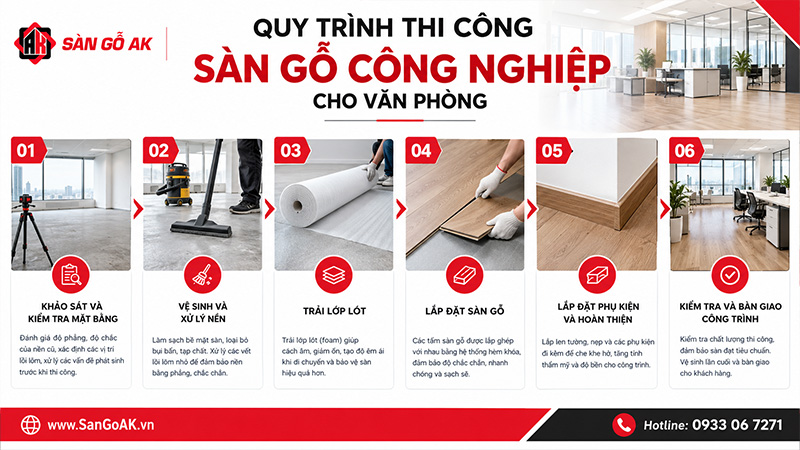 Quy Trình Thi Công Sàn Gỗ Công Nghiệp Cho Văn Phòng TPHCM