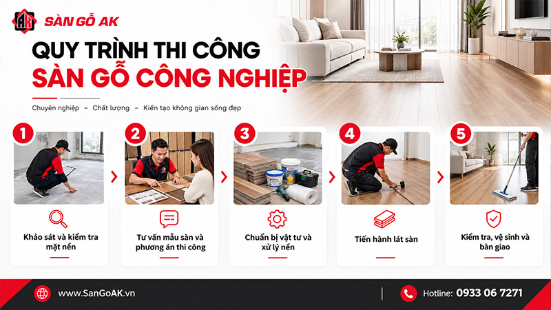 Quy Trình Thi Công Sàn Gỗ Công Nghiệp Đúng Chuẩn
