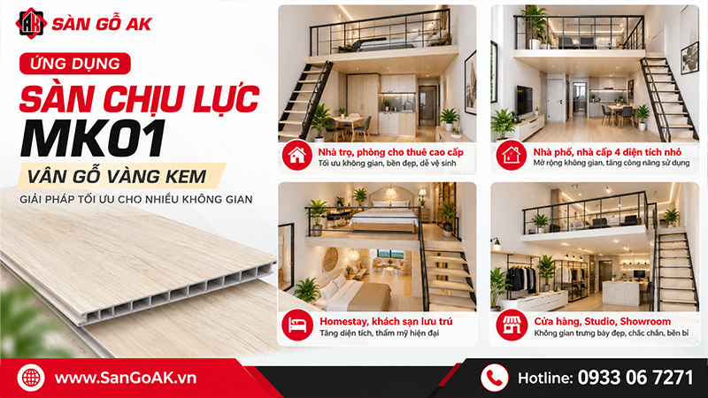 Sàn chịu lực MK01 có thể dùng để làm gác lửng nhà trọ hoặc không gian cho thuê