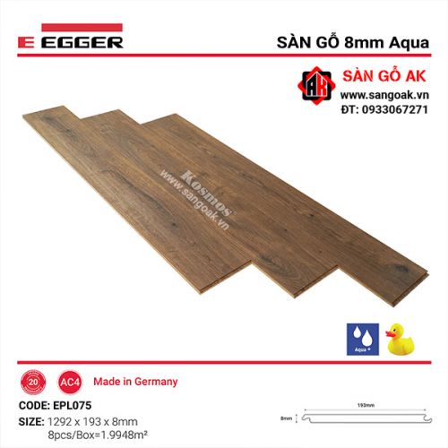Sàn Gỗ Công Nghiệp Đức Egger Aqua 8mm EPL075