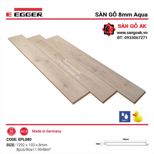 Sàn Gỗ Công Nghiệp Đức Egger Aqua 8mm EPL080
