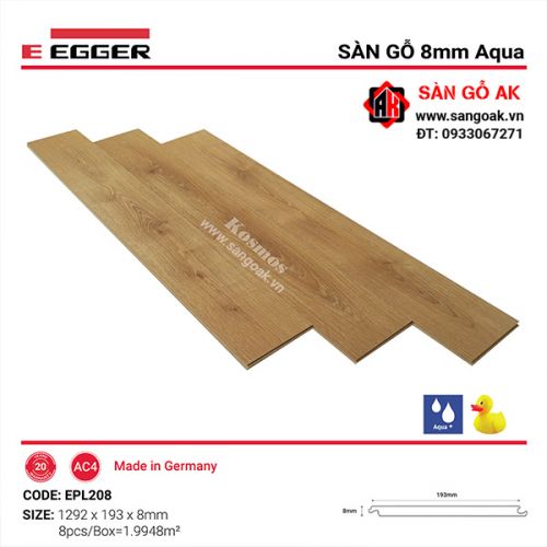 Sàn Gỗ Công Nghiệp Đức Egger Aqua 8mm EPL208
